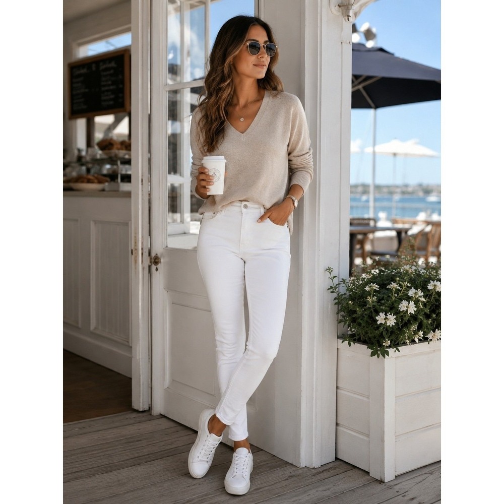 Lauren Ralph Lauren White Skinny Ankle Jeans Women Size 14 Stretch CottonMidRise